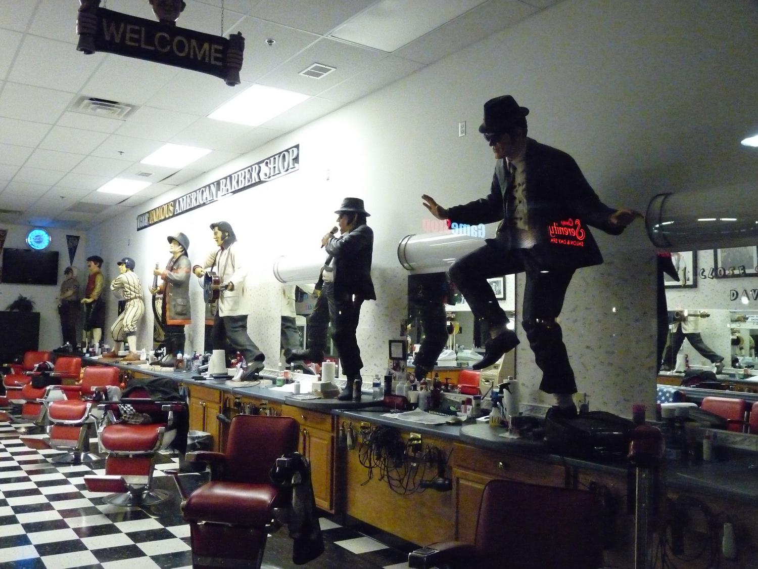 the Blues Brothers in a barber shop - At night, in the barber shop - Panasonic DMC-FZ28 - Tony Karp, design, art, photography, techno-impressionist, techno-impressionism, aerial photography , drone , drones , dji , mavic pro , video , 3D printing - Books -
